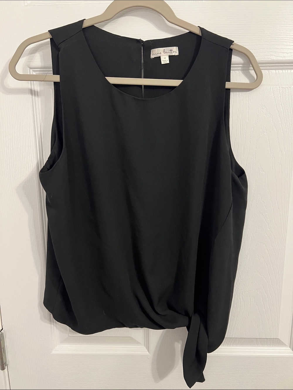 nine britton Black Sleeveless Tie-Hem Blouse